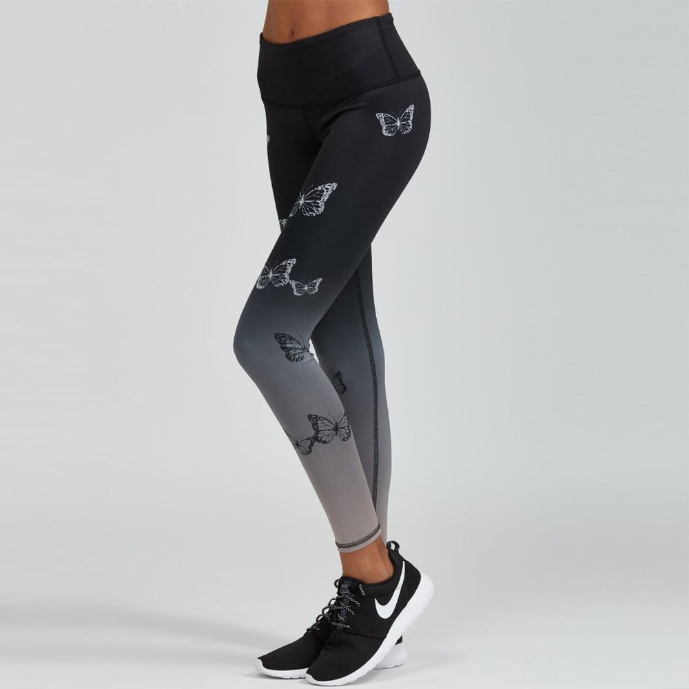 Noli Yoga Women Athletic Legging-Ombre Butterfly-M